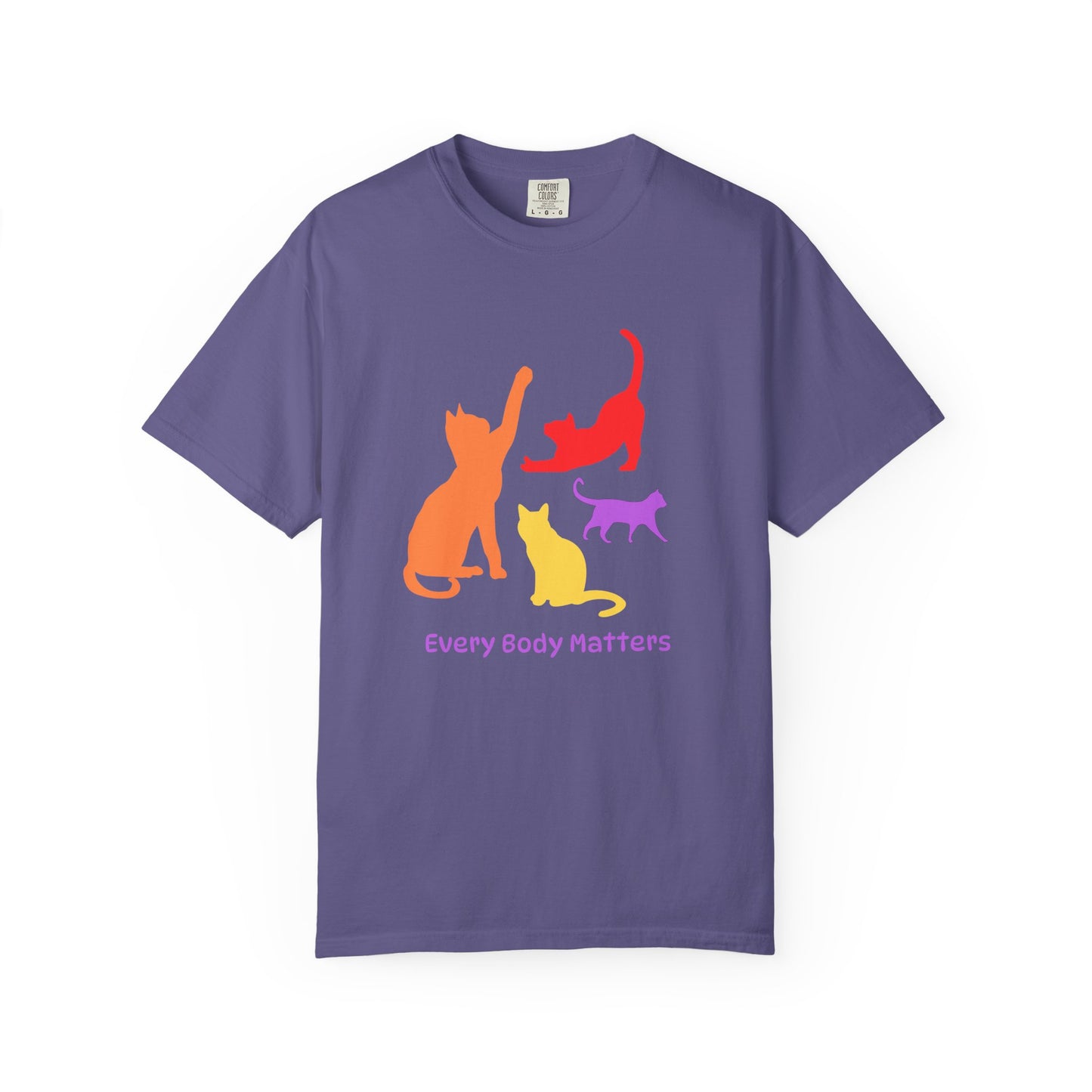 "Every Body Matters" Graphic TShirt with Colorful Cats