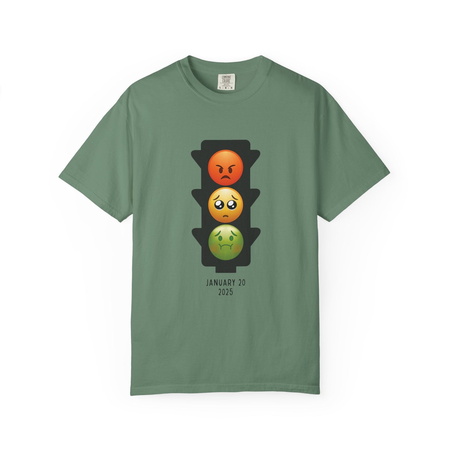 Graphic T shirt funny emojis green