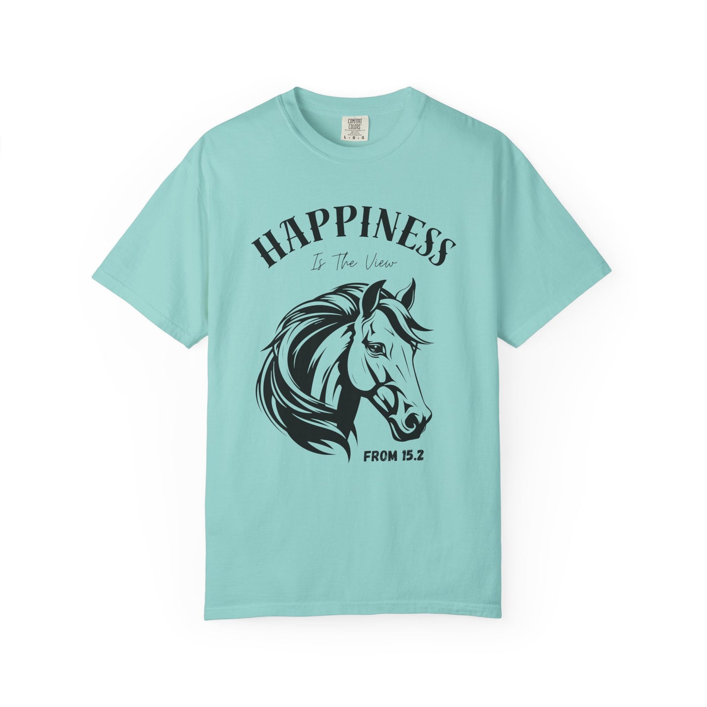 Light Blue t shirt with horse head and nice saying