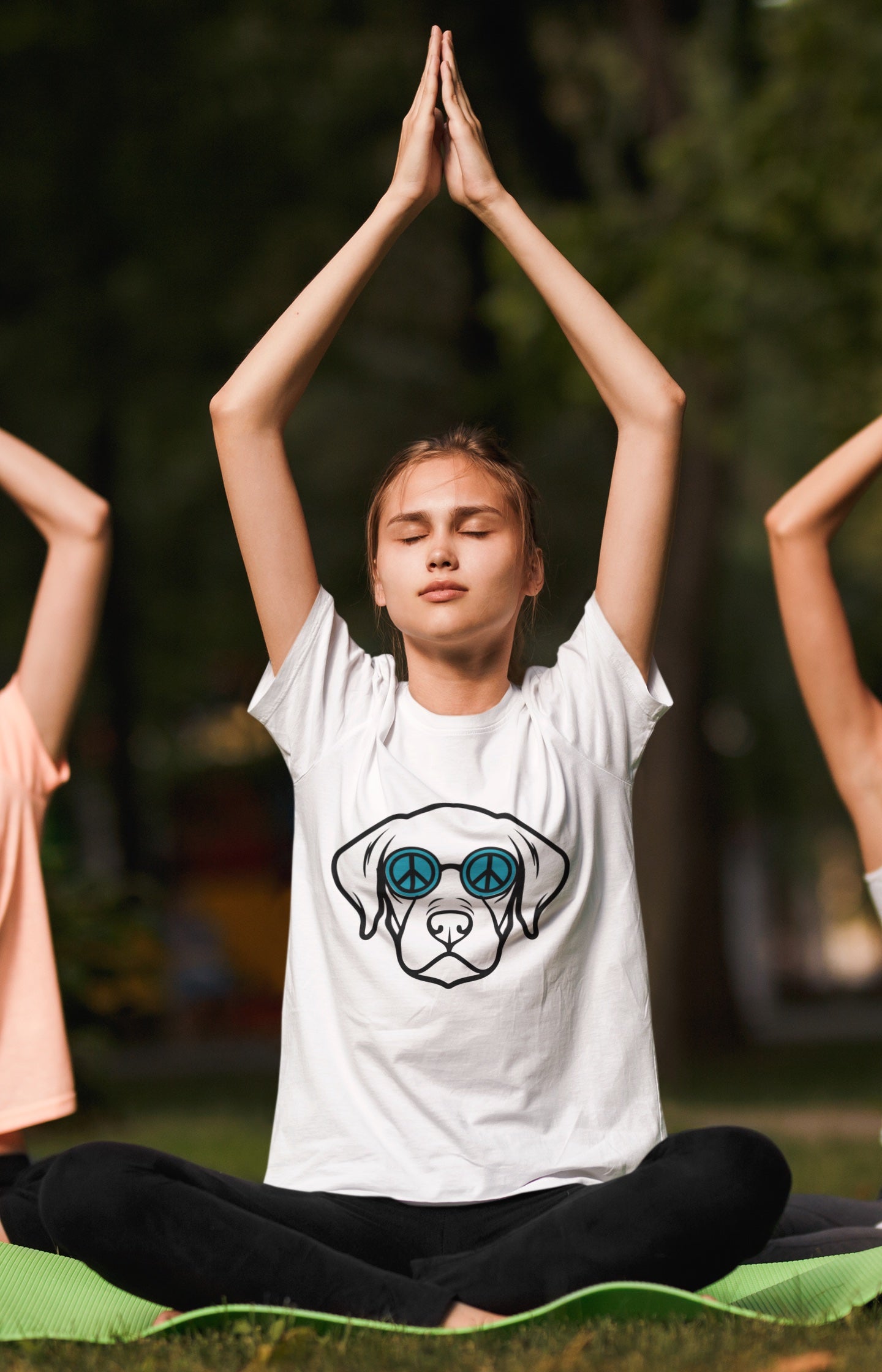 "Peaceful Pup" Dog with Peace Sunglasses Graphic T-shirt