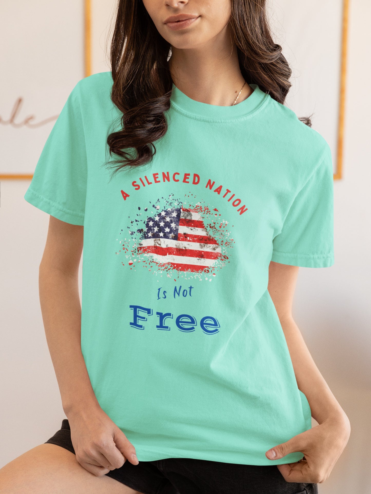 "A Silenced Nation Is Not Free." 1st Amendment Tee
