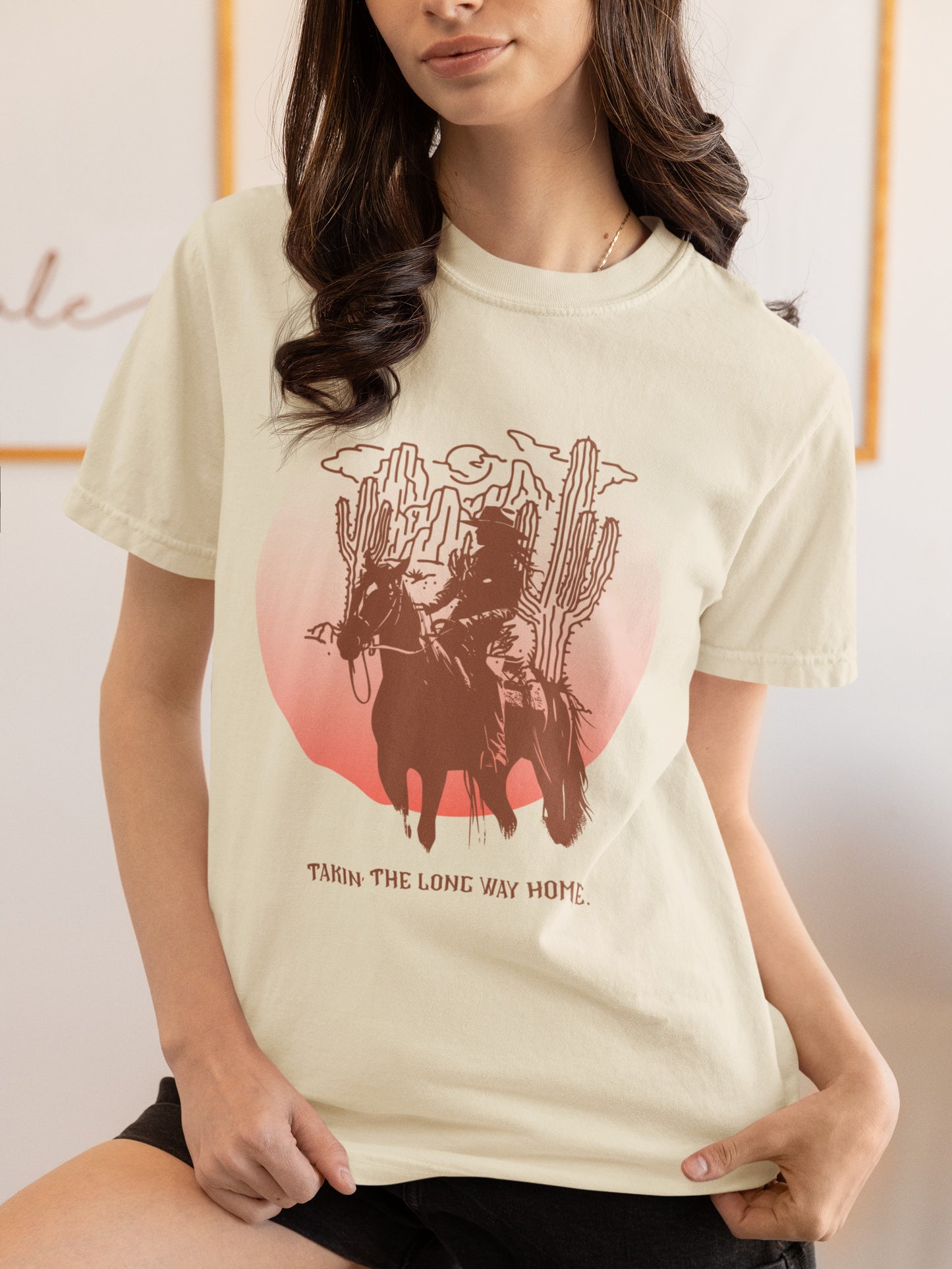 Takin' The Long Way Home" Vintage Cowgirl Tee