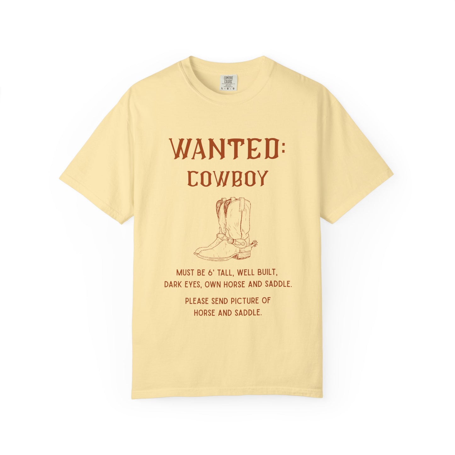 "Wanted: Cowboy..." Vintage Vibe Cowgirl T-shirt