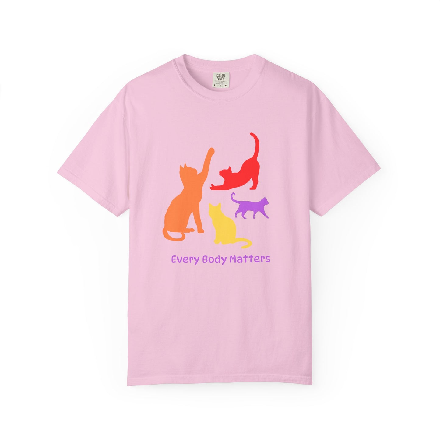 "Every Body Matters" Graphic TShirt with Colorful Cats