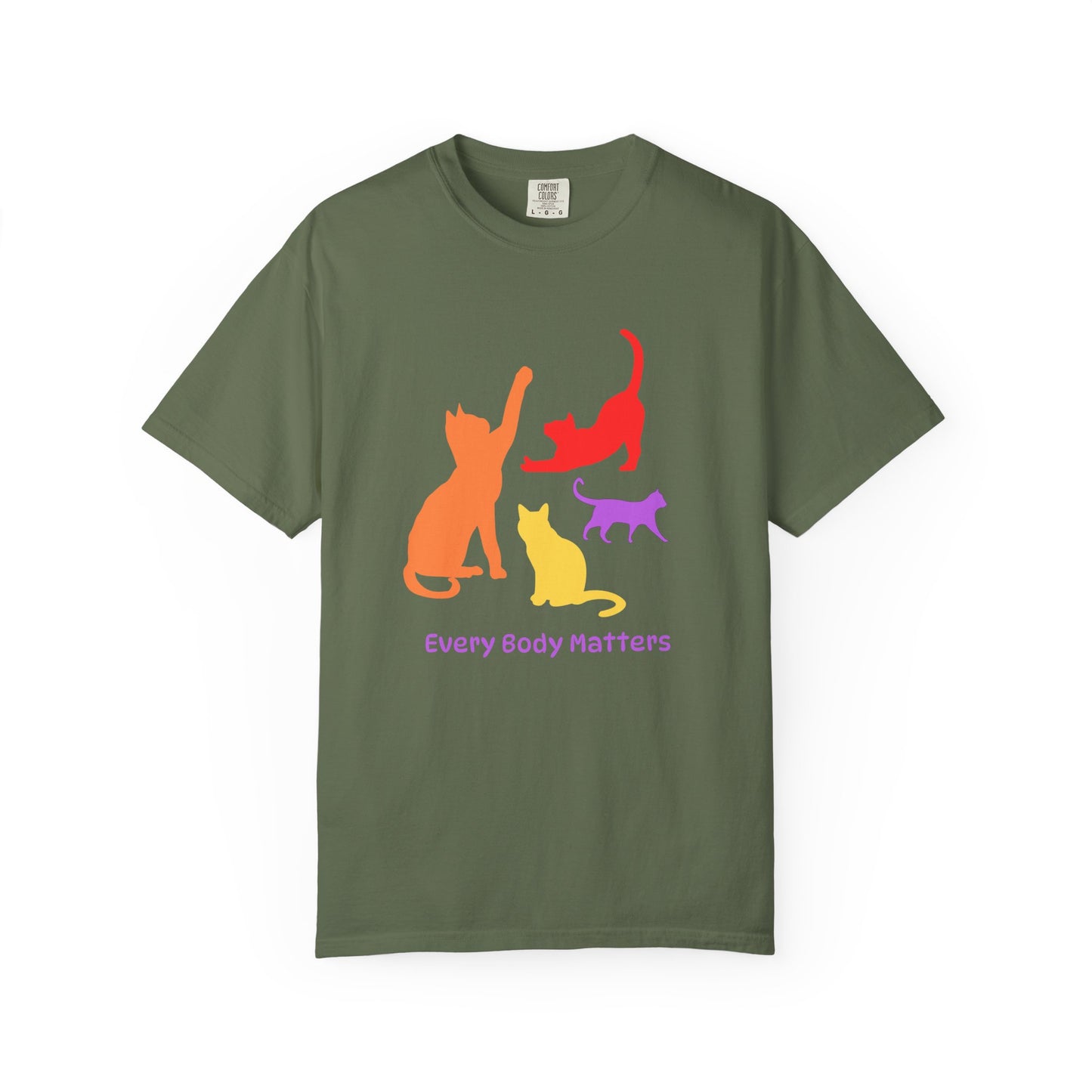 "Every Body Matters" Graphic TShirt with Colorful Cats
