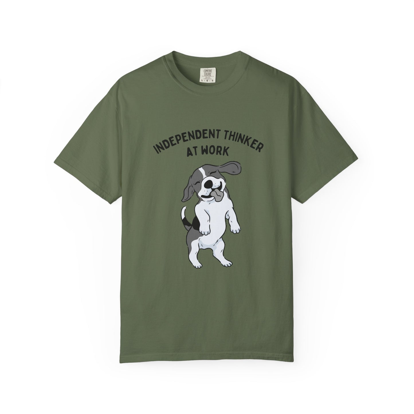 Green T shirt with sill beagle dog