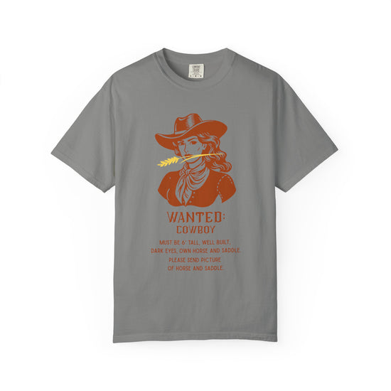 "Wanted: Cowboy..."  Vintage Style Cowgirl Tee