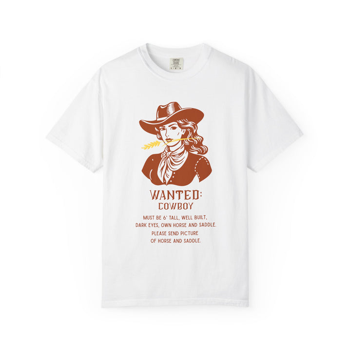 "Wanted: Cowboy..."  Vintage Style Cowgirl Tee