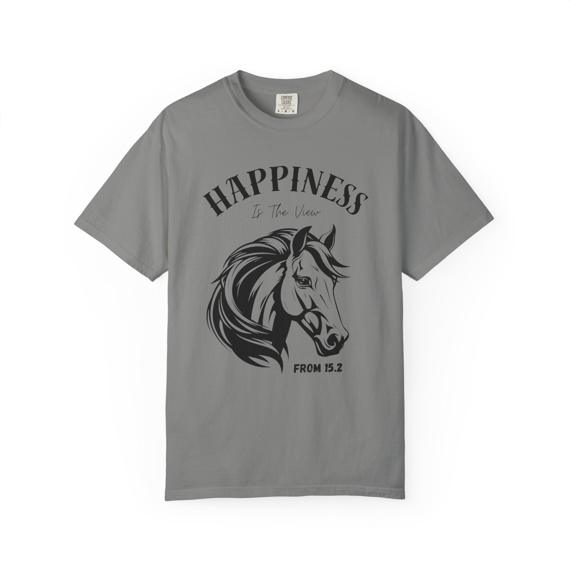 grey t shirt with horse head and nice saying