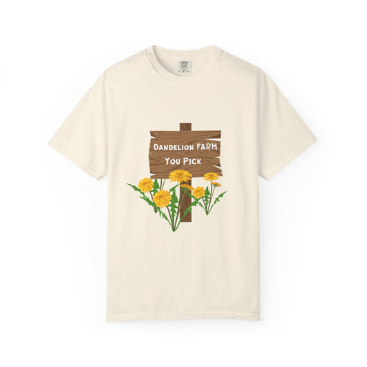 "Dandelion Farm. You Pick"  100% Cotton Shirt for Gardeners
