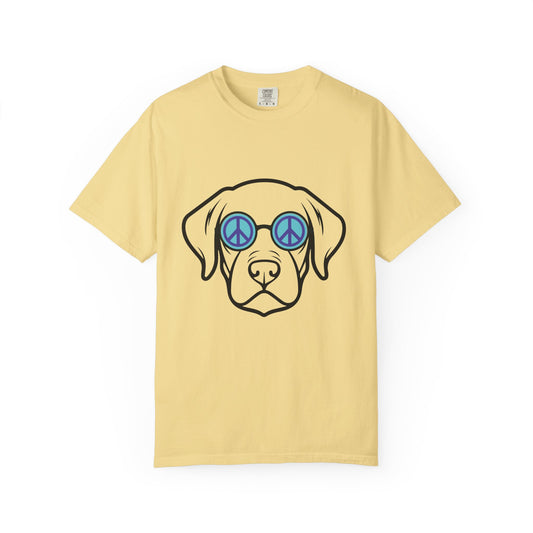 "Peaceful Pup" Dog With Peace Sunglasses Tee