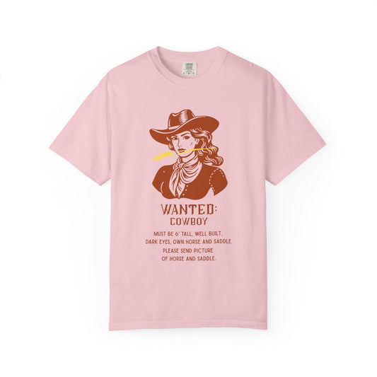 "Wanted: Cowboy..."  Vintage Style Cowgirl Tee