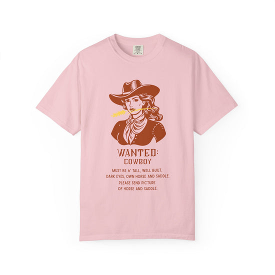 "Wanted: Cowboy..."  Vintage Style Cowgirl Tee