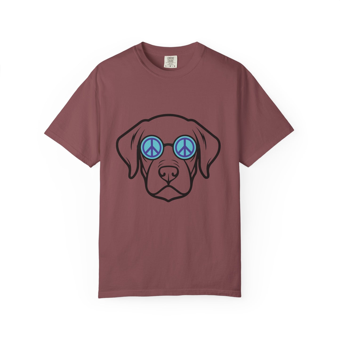 "Peaceful Pup" Dog with Peace Sunglasses Graphic T-shirt