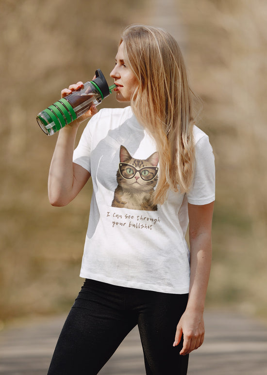 "I Can See Through Your Bullsh*t" Snarky Cat Tee