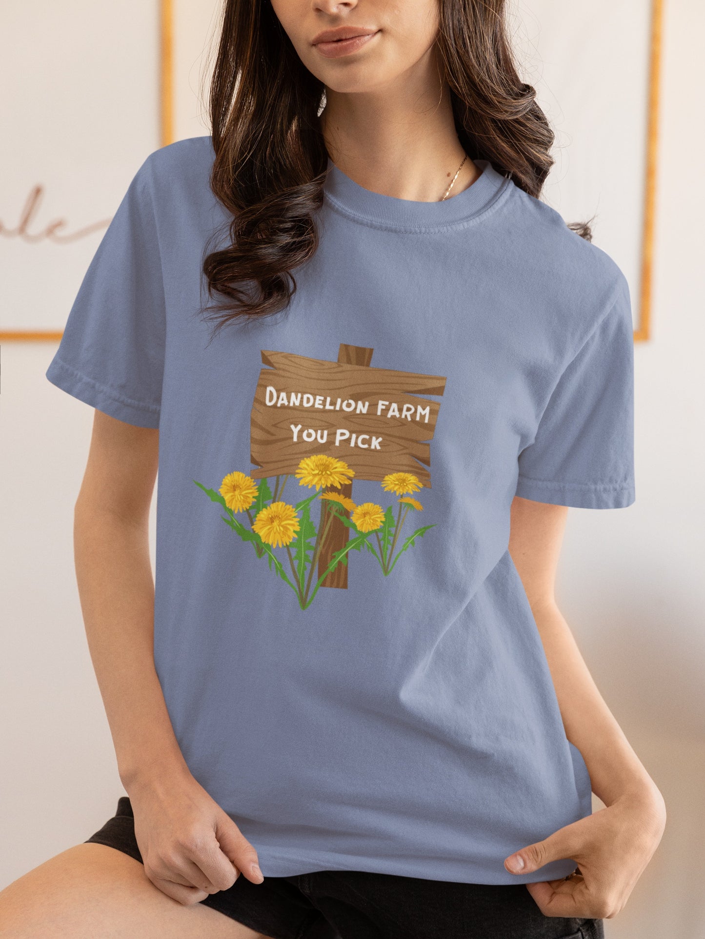 "Dandelion Farm. You Pick"  100% Cotton Shirt for Gardeners