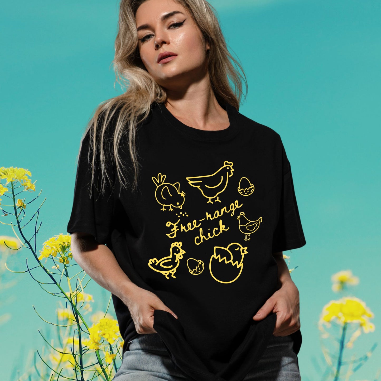 "Free Range Chick" Chicken Scribble Tee