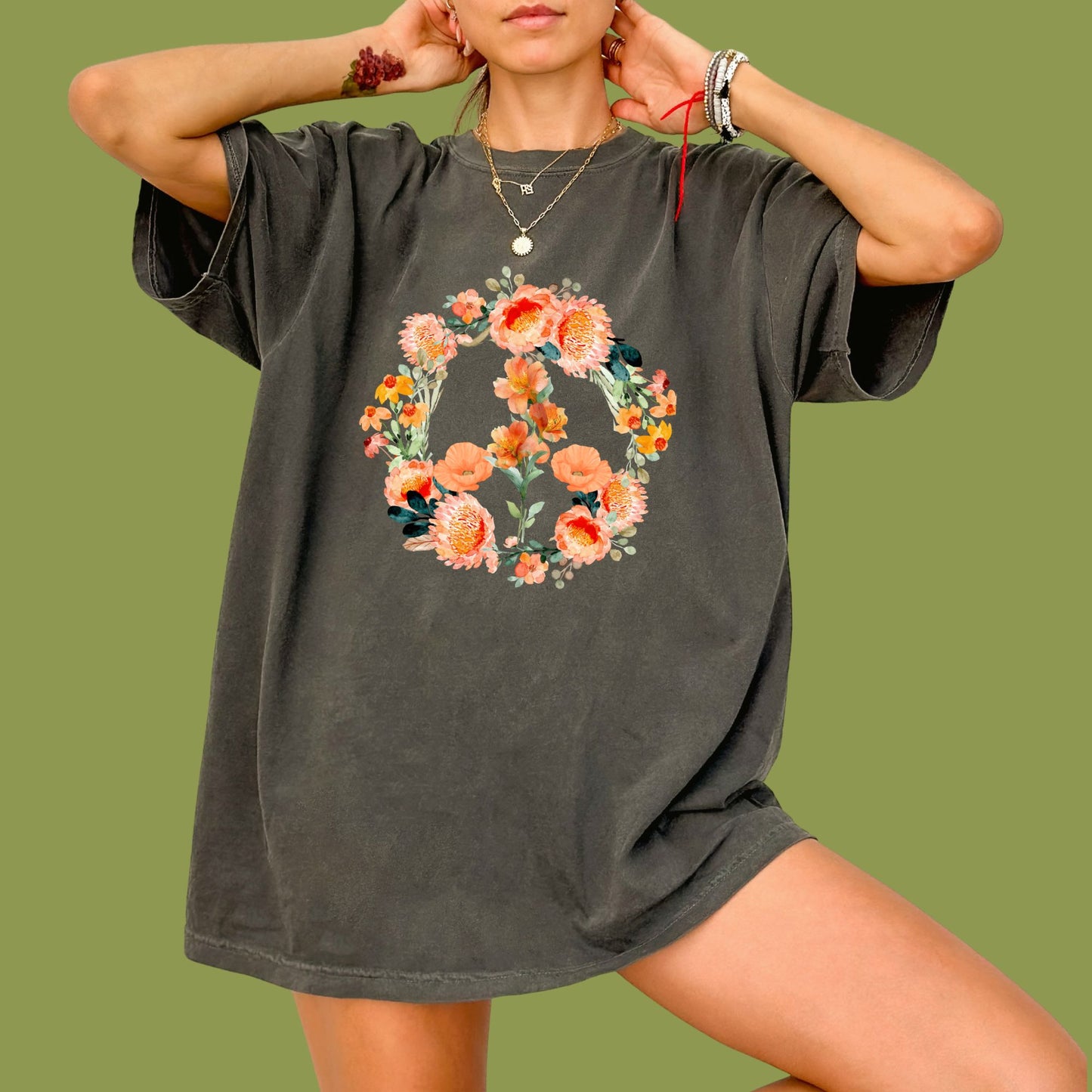 "Floral Peace Sign" Flower Lover's Peace Tee