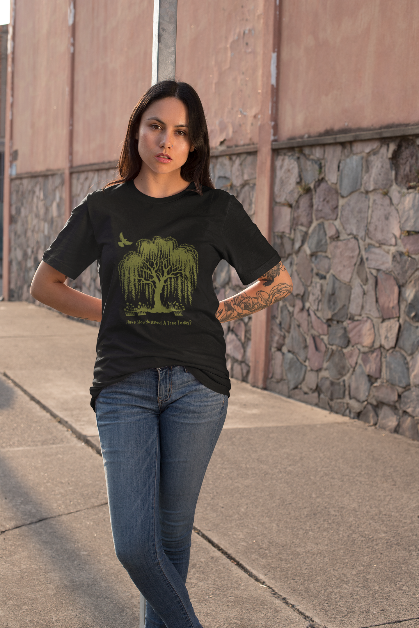 "Have You Hugged A Tree Today?"  Weeping Willow Tree Tee