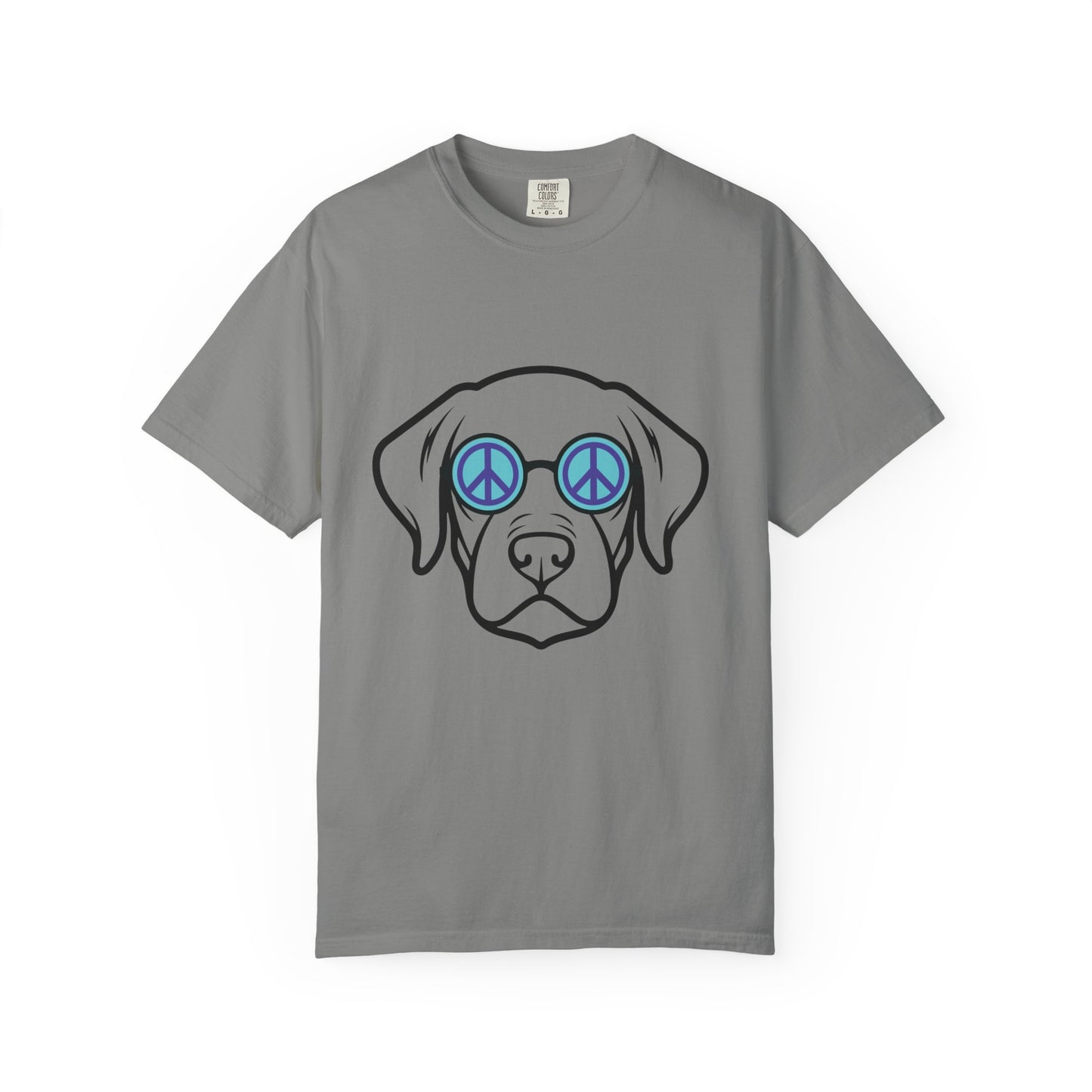 "Peaceful Pup" Dog with Peace Sunglasses Graphic T-shirt