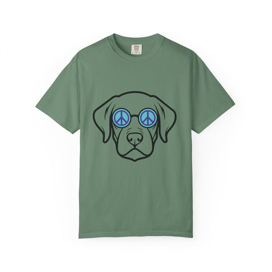 "Peaceful Pup" Dog with Peace Sunglasses Graphic T-shirt