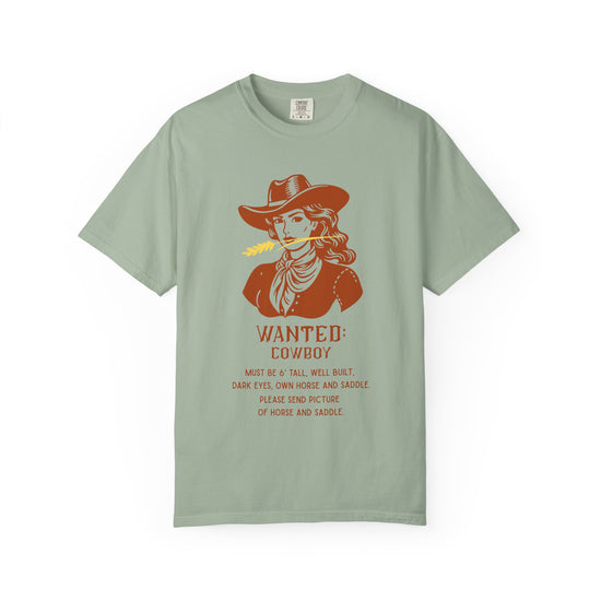 "Wanted: Cowboy..."  Vintage Style Cowgirl Tee