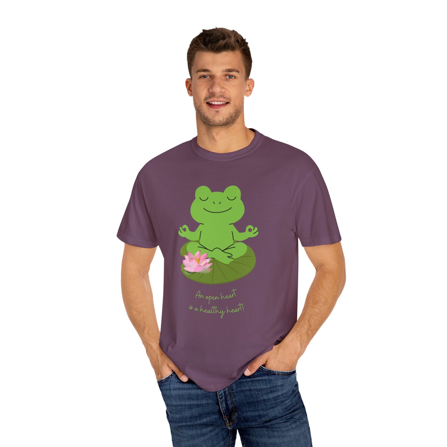 "An Open Heart Is A Healthy Heart" Zen Frog T-Shirt