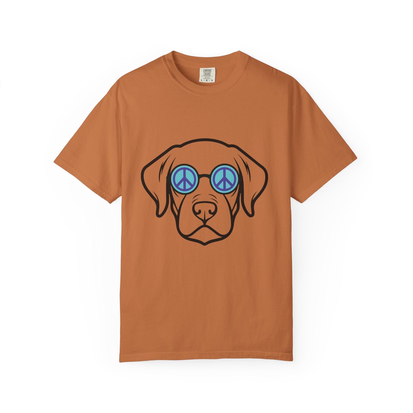 "Peaceful Pup" Dog with Peace Sunglasses Graphic T-shirt