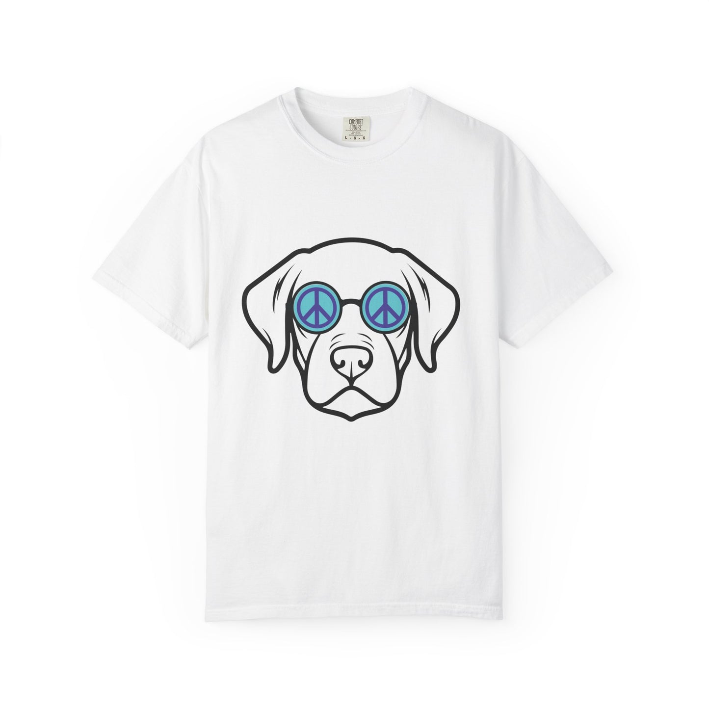 "Peaceful Pup" Dog with Peace Sunglasses Graphic T-shirt