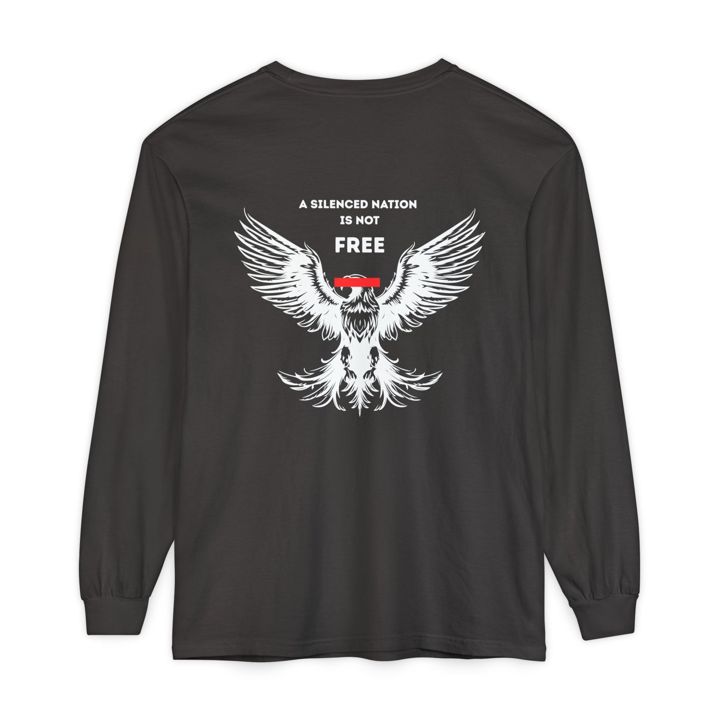 Black long sleeve t shirt with graphic of eagle on back