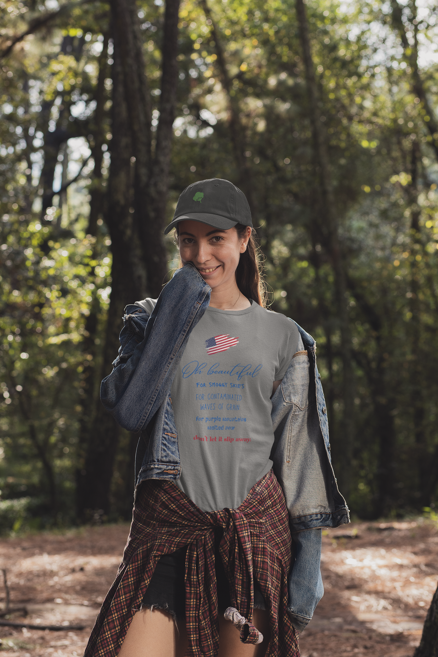 "Oh Beautiful For Smoggy Skies...."  Graphic Tee for Earth-Loving Americans