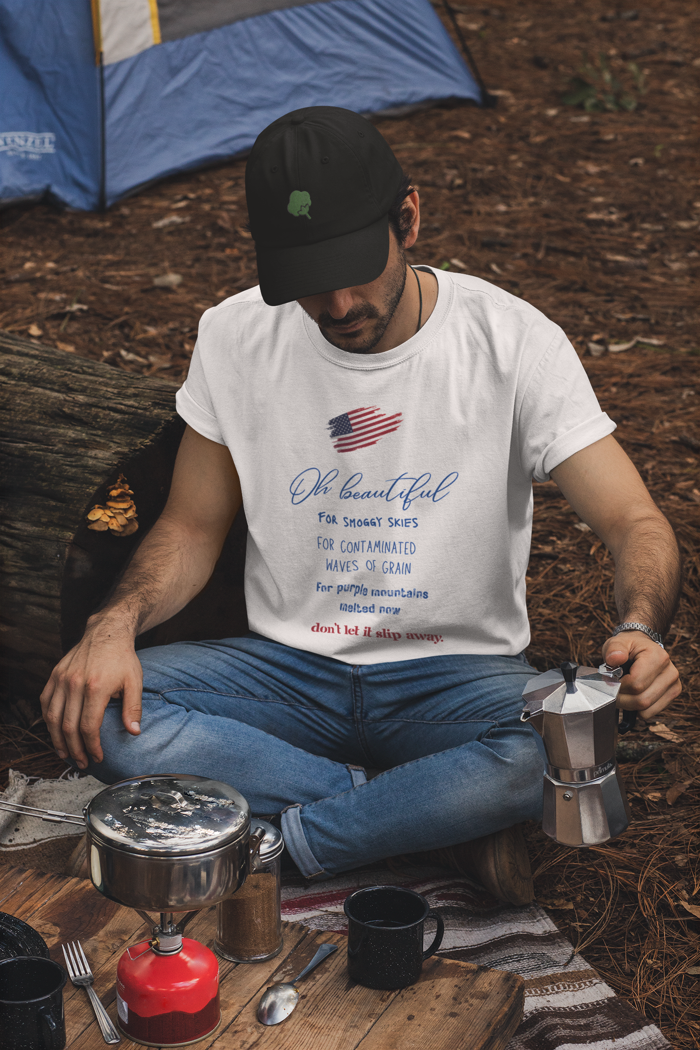 "Oh Beautiful For Smoggy Skies...."  Graphic Tee for Earth-Loving Americans